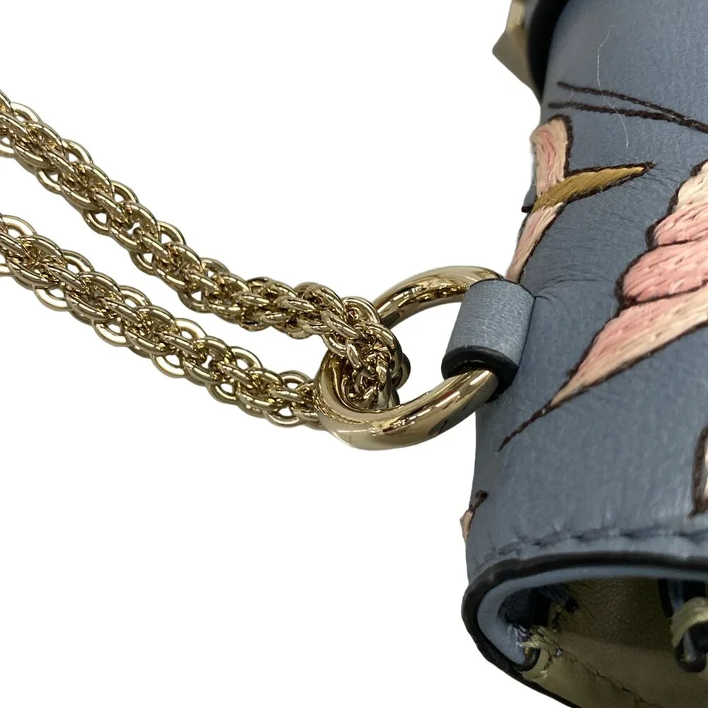 Valentino Garavani Rockstuds Glam Rock Small Shoulder Bag Navy Khaki Gray